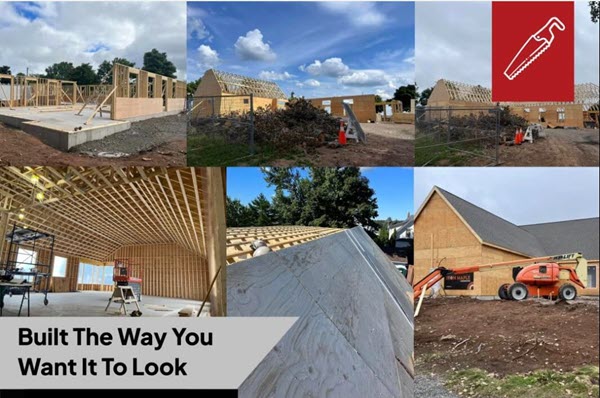 Collage of images of completed work by Shakota Carpentry. Caption on page reads "Built the way you want it to look."